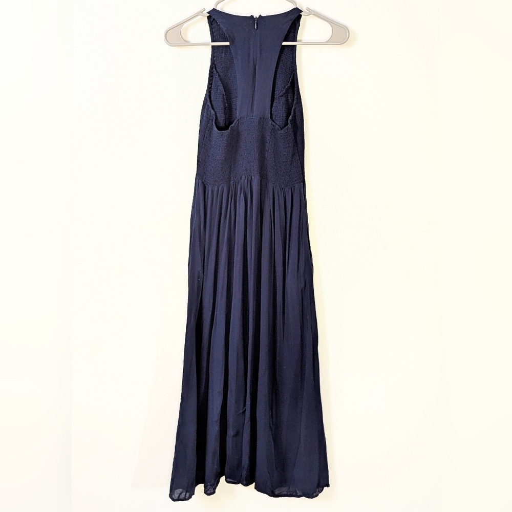 Tory Burch Navy Ruched Midi Dress - Picture 2 of 3